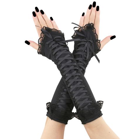 Gothic gloves are a stylish and edgy accessory that can add a touch of drama to any outfit. Typically made from materials like lace, or velvet, gothic gloves often feature intricate designs, such as studs, or intricate embroidery. Perfect for completing a gothic-inspired look or adding a touch of mystery to a more traditional outfit, gothic gloves are a versatile accessory that can elevate any ensemble. gloves without fingers with corset laced for gothic bride  long fingerless gloves for womens, Corset Gloves, Gothic Vampire Costume, Goth Gloves, Gothic Gloves, Gothic Burlesque, Types Of Gloves, Burlesque Vintage, Long Fingerless Gloves, Gothic Bride