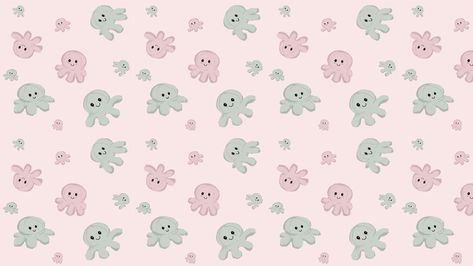 Check my board for the mobile version🤩 1920x1080 pixel size laptop background with pastel pink and pastel green colors and smiling octopuses. If you would like to draw so cute octopuses easily, there is a tik tok video for it. I hope you like it🐙💕 Follow us on Instagram: bobby_and_nemes Ppt Aesthetic, Octopus Wallpaper, Draw So Cute, Motivation Movies, Reversible Octopus, Background Laptop, Laptop Background, Tik Tok Video, Laptop Wallpapers