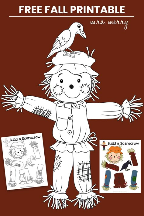 Free Fall Crafts For Kids, Free Scarecrow Template, Printable Scarecrow Template, Build A Scarecrow Craft, Scarecrow Patterns Printable, Scarecrow Art For Kids, Free Scarecrow Printables, Scarecrow Template Free Printable, Build A Scarecrow Printable