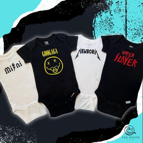 Rock N Roll, Baby Onsies Bodysuit Set Infant Girl or Boy Made Baby Onsies - Etsy UK Metallica Baby, Rock N Roll Baby, Danielle Johnson, Sprinkle Ideas, Baby Rock, Rock Baby, Infant Girl, Rock N’roll, Heat Press Vinyl