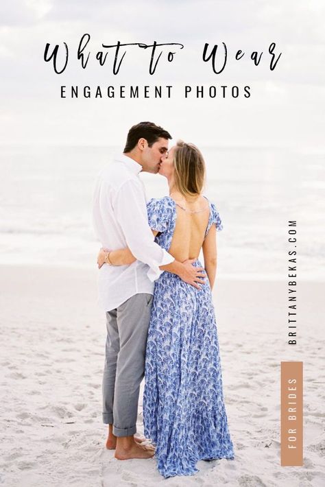 Not sure what to wear for your engagement photos? Use this guide to help you shop for the perfect look for your engagement session. Bonus -- there are links to 25 amazing dresses too! Prenup Outfit Ideas What To Wear, White Engagement Photo Dress, Banff Photoshoot, Engagement Outfits For Bride, Dresses For Engagement Pictures, Prenup Outfit, White Engagement Dresses, Engagement Photo Outfits Summer, Engagement Photo Dress