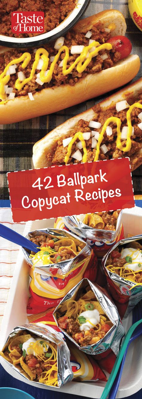 Concession Stand Recipes, Ball Park Food Ideas For Party, Ballpark Party Food, Copycat Casserole Recipes, Food Truck Recipes Copycat, Easy Concession Stand Food, Ballgame Food Ideas, Concession Food Ideas, Ball Park Food Ideas