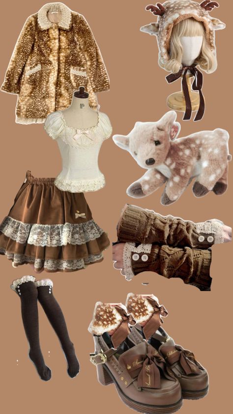 Deer Aesthetic Outfit, Deer Ren Faire Outfit, Deer Outfit Aesthetic, Deer Inspired Outfit, Reindeer Inspired Outfit, Fawn Oc, Winter Fawn Aesthetic, Deer Outfit, Concept Ideas