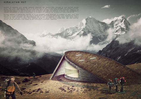 Himalayan Mountain Hut Competition Winners Hut Architecture, Ski Hut, Contemporary Architecture Design, Sustainable Architecture Design, Sustainable Projects, Hut Design, Mountain Hut, Snow Cabin, Ski Cabin