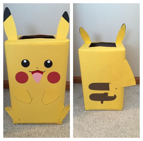 Pokemon Pikachu Valentine Box Pikachu Valentines Boxes, Pikachu Valentines, Pokemon Valentines Box, Diy Valentine's Box, Valentine Box Ideas, Diy Valentines Box, Pokemon Valentine, Kids Valentine Boxes, Valentine Card Box