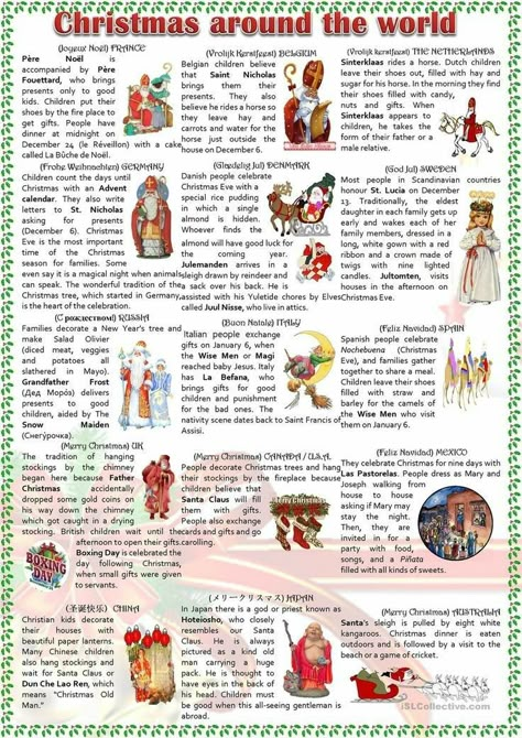 Christmas In The Classroom, Christmas Lesson, Christmas Teaching, English Christmas, Christmas Reading, Christmas Worksheets, Holidays Around The World, Christmas Around The World, Christmas School