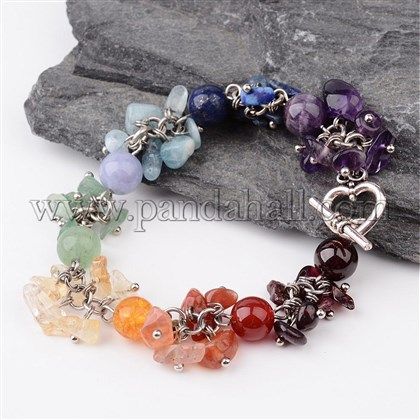 Chakra Gemstone Bracelets BJEW-JB02289-1 Chip Jewelry, Chakra Beads, Stone Bracelets, Lava Bracelet, Amethyst Healing, Bottle Jewelry, Toggle Bracelet, Wholesale Beads, Gemstone Bracelets