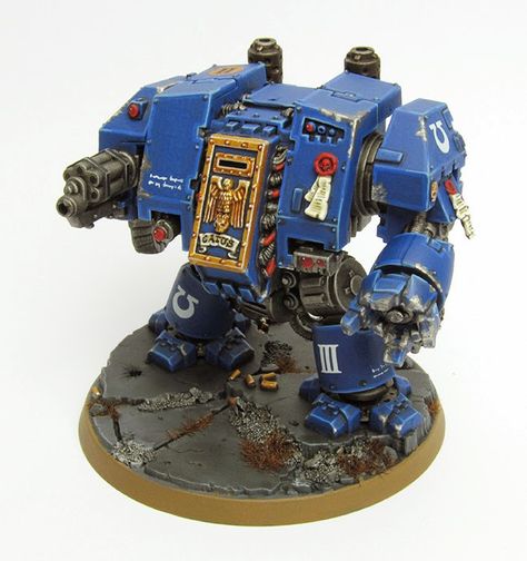 Ultramarine Dreadnought, Ultramarines Dreadnought, Warhammer Dreadnought, Ultramarines 40k, Space Marine Dreadnought, 40k Ultramarines, Space Marine Art, 40k Models, Star Wars Vehicles