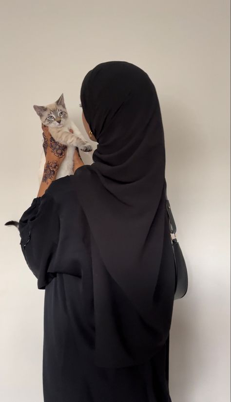 Hijabi Girl, A Cat, Ramadan, A Woman, Black