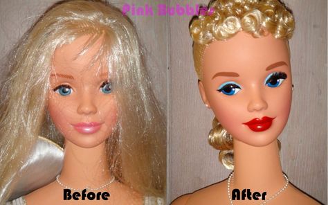 Custom Barbie Dolls, Barbie Makeover, Horrible Hair, Doll Hairstyle, My Size Barbie, Doll Restoration, Life Size Barbie, Barbie Art, Ooak Barbie