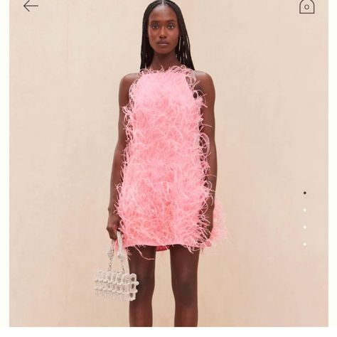 Nwt Cult Gaia Shannon Feather Dress In Shell Pink Sz Small Perfect Condition More Pics Coming Soon White Halter Dress, Shell Pink, Linen Mini Dress, Cult Gaia, Feather Dress, Ostrich Feathers, Silver Dress, Knit Mini Dress, Pop Fashion