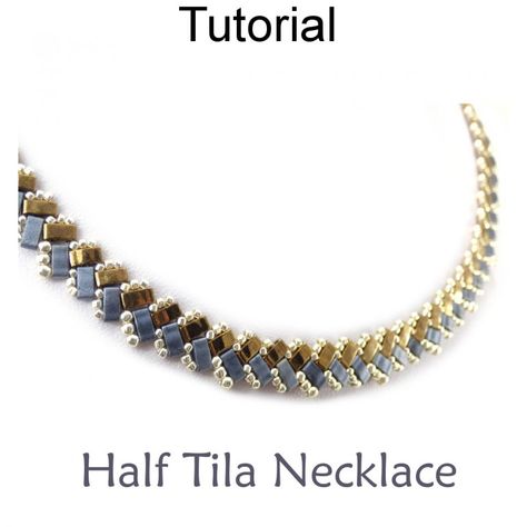 2 Hole Miyuki Half Tila Beadwoven Beaded Round Neck Necklace Beading Pattern Tutorial | Simple Bead Patterns Jewellery Making Tutorials Necklaces, Tila Bracelets, Neck Necklace, Super Duo Beads, Tila Beads, Beaded Necklace Patterns, Duo Beads, Beaded Necklace Diy, Necklace Tutorial