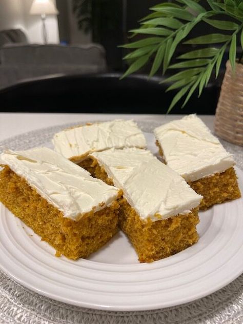 GRAMMY'S PUMPKIN BARS Pumpkin Haupia Squares, Yellow Cake Mix Pumpkin Bars, Poet Gooey Pumpkin Bars, Pumpkin Bars 8x8 Pan, Sheet Pan Libby’s Pumpkin Bars, Cream Cheese Bars Recipe, Pumpkin Cream Cheese Bars, Cream Cheese Bars, Pumpkin Cream Cheese Muffins