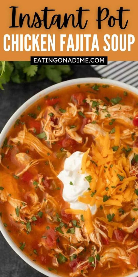 Chicken Fajita Soup Recipe, Fajita Soup Recipe, Bypass Recipes, Fajita Soup, Cheesy Chicken Spaghetti, Carb Dishes, Chicken Fajita Soup, Soup Ideas, Mexican Soup