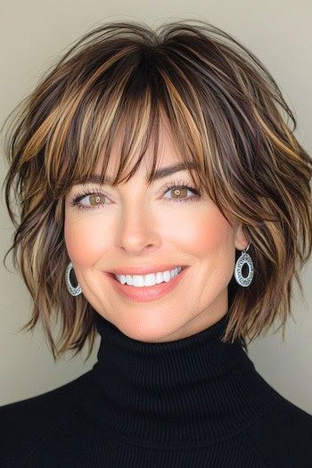 Save this pin for the best short layered haircuts for thick hair. If you’re craving a hairstyle with a lot of texture and personality, this shaggy look is the answer. Thick hair benefits from the multiple layers that give this cut its signature “shag” appearance, adding noticeable movement. Thick Hairstyles Short, Layed Bob Haircut Layered Cuts, Shaggy Bob Hairstyles For Thick Hair, Chin Length Hair With Layers Texture, Textured Shag Haircut, Layered Bob Thick Hair, 2025 Hairstyles, Layered Stacked Bob Haircut, Layered Haircuts For Thick Hair