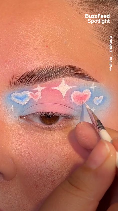 Trans Flag Makeup Looks, Trans Pride Makeup Ideas, Creative Pride Makeup, Non Binary Flag Makeup, Pride Makeup Trans, Pan Flag Makeup, Nonbinary Flag Makeup, Trans Flag Nails, Pan Pride Makeup