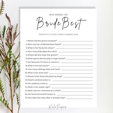 Who knows the bride best printable. Excited to share the latest addition to my #etsy shop: Who Knows The Bride Best, Bridal Shower Game, Wedding Shower games, How Well Do You Know The Bride https://etsy.me/3MmaZCX Who Knows The Bride The Best Game, Who Knows The Bride Best Questions, Who Knows The Bride Best Game, How Well Do You Know The Bride, Love Letter To Girlfriend, Game Paper, Who Knows The Bride Best, Temple Marriage, Happy Birthday In Heaven