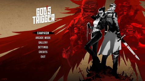 Gods Trigger | Game UI Database Game Title Screen, Text Games, Title Screen, Ui Ux Inspiration, Ux Inspiration, Button Game, Game Title, Game Interface, Ui Game