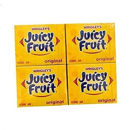 Wrigleys Juicy Fruit Original Gum | Juicy Fruit Gum | Each Pack 15 Sticks | 4 Total Packs Juicy Fruit Gum, Cinnamon Gum, Mars Chocolate, Galaxy Chocolate, Candy Stand, Sugar Free Gum, Peppermint Sugar, Chocolate Brands, Juicy Fruit