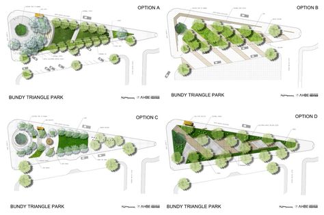 Triangle Landscape Design Plan, Triangle Park Design, Triangle Landscape Design, Parking Plan, Site Development Plan, Triangle Park, House Garden Landscape, Plaza Design, Landscape Design Drawings