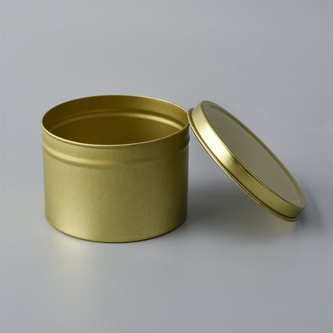 Wholesale round gold tin case candle containers White Candle Holder, White Candle Holders, Tin Case, Tin Tin, Tin Containers, Gold Candles, Flower Holder, Candle Box, Tin Candles