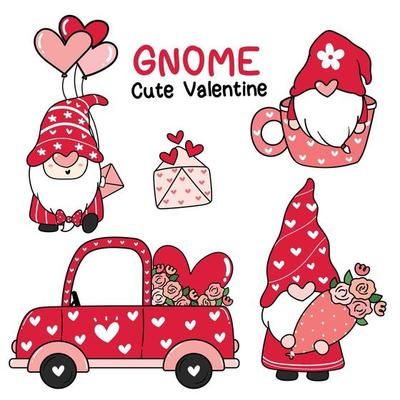 Royal Icing Templates, Valentines Day Sugar Cookies, Love Gnome, Valentines Door Hanger, Seasons Greetings Card, Valentines Day Clipart, Valentine Love, Valentine Cookies, Gnomes Crafts