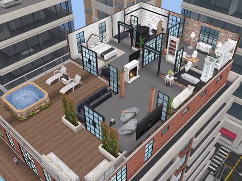 House 109 Penthouse level 2 #sims #simsfreeplay #simshousedesign Sims Freeplay Apartment Floor Plans, Sims Freeplay Apartment Ideas, Sims 4 Penthouse Floorplan, Sims Freeplay Penthouse Ideas, Sims Freeplay Penthouse, Penthouse Sims 4, Penthouse Floorplan, Sims Freeplay House Ideas, Sims 4 Penthouse