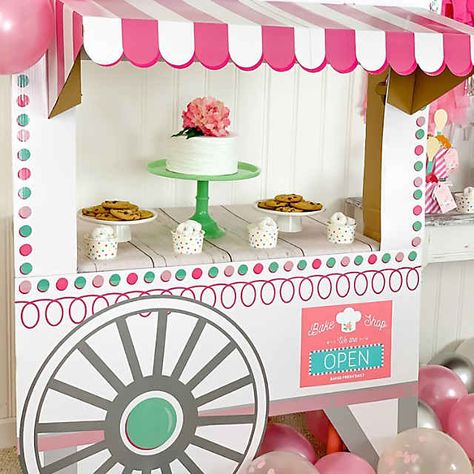 Treat Cart Cardboard Cutout Stand-Up | Oriental Trading Baking Themed Birthday Party, Treat Cart, Diy Lemonade Stand, Baking Birthday Parties, Ninjago Party, Diy Table Top, Carnival Themed Party, Vbs Ideas, Cardboard Cutouts