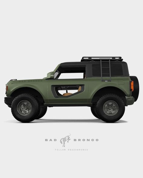 Bad Bronco | New Ford Bronco on Instagram: “Rate this OD Green Bronco 1 - 10! Follow @badxbronco for more Bad Broncos! 🔥 Specs: • @toyotires Open Country M/T • @tuffatwheels T1A…” Green Bronco, New Ford Bronco, Bronco Ford, Steel Grill, Green Interiors, Ford Truck, Body Color, 2024 Vision, Ford Bronco