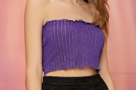 Haut bandeau à plis côtelé(taille S) Strapless Top, Women's Top