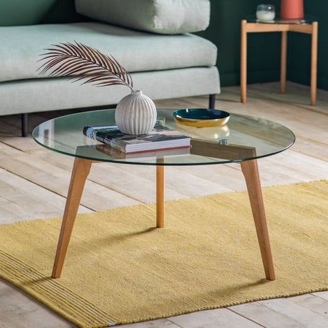 Blair Coffee Table Coffee Table Oak, Circular Coffee Table, Tempered Glass Table Top, Arm Chair Table, Entertaining Friends, Oak Coffee Table, Types Of Sofas, Round Side Table, Glass Top Table