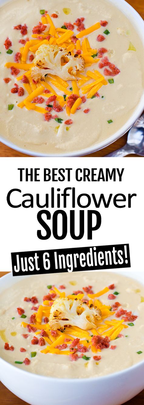 Best Cauliflower Soup, Easy Cauliflower Soup, The Best Cauliflower, Cheesy Cauliflower Soup, Cauliflower Soup Recipe, Creamy Soup Recipes, The Best Soup, Creamy Cauliflower Soup, Vegetarian Chili Recipe