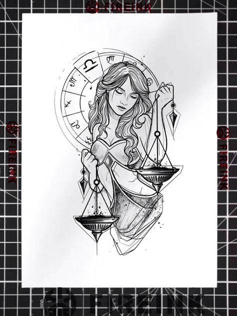 Zodiac Drawings Art, Libra Sketch Drawings, Libra Art Drawing, Libra Drawing, Libra Zodiac Tattoos, برج الميزان, Justice Tattoo, Tattoos Drawing, Libra Art