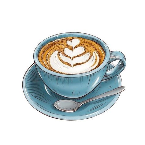 Coffee Painting Canvas, Teacup Illustration, Coffee Wallpapers, Drawing Cup, Coffee Illustrations, Coffee Art Painting, Swan Wallpaper, Taurus Art, Coffee With Milk