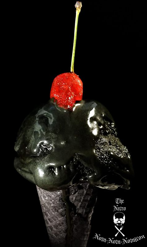 Halloween Recipe: Black Cherry Chocolate Chunk Ice Scream Black Cherry Ice Cream, Black Ice Cream, White Food Coloring, Raspberry Brownies, Apple Cupcakes, Black Food Coloring, Cherry Ice Cream, Ice Scream, Cherry Chocolate