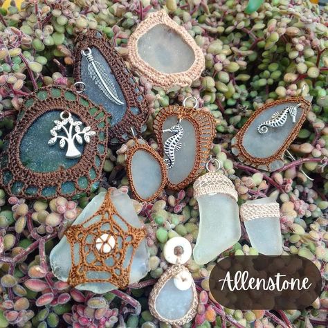 Never-ending love for sea glass, perfect for capturing with crochet #seaglass #crochet #jewellery #yarn #wool #macrame #crafts #crochetjewellery Wool Macrame, Macrame Crafts, Crochet Jewellery, Crochet Jewelry, Crochet Crafts, Sea Glass, Nature Inspiration, Macrame, Yarn