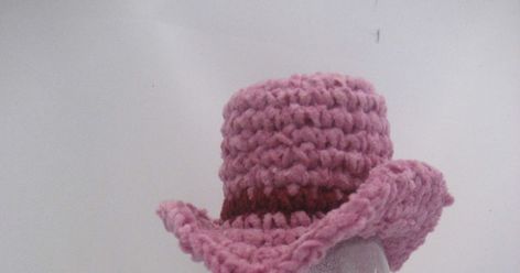 Tiny Hat Crochet Pattern, Mini Cowboy Hat Crochet Pattern Free, Crochet Tiny Cowboy Hat Free Pattern, Crochet Mini Cowboy Hat Free Pattern, Tiny Crochet Cowboy Hat, Crochet Small Hat For Doll, Handmade Pink Yarn Mini Hats, Cowboy Hat Pattern, Crochet Cowboy Hats