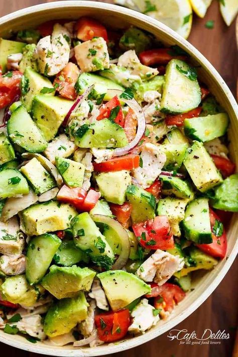 16 Salad Ideas With No Lettuce At All Salads Without Lettuce, Chicken Cucumber, Avocado Chicken Salad Recipe, Keto Chicken Salad, Cucumber Avocado Salad, Cafe Delites, Cucumber Avocado, Keto Lunch Ideas, Recipes Book