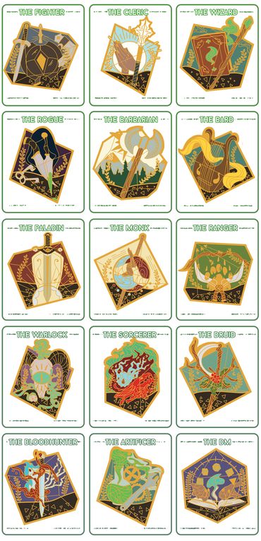 [OC][Art] Class pins! 🌿 : DnD Dnd Achievements, Dnd Class Symbols, Dnd Class Icons, Dnd Pins, D&d Oc, Dnd Party Art, D&d Online, Dnd Wizard, Small Gadgets