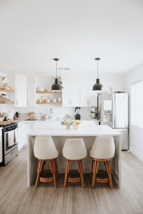 Black Light Fixtures, Dream Kitchen Island, Kitchen Island White, Kitchen Island Black, Wood Shelf Brackets, Closet Transformation, Mudroom Closet, Black And White Kitchen, Orange Home