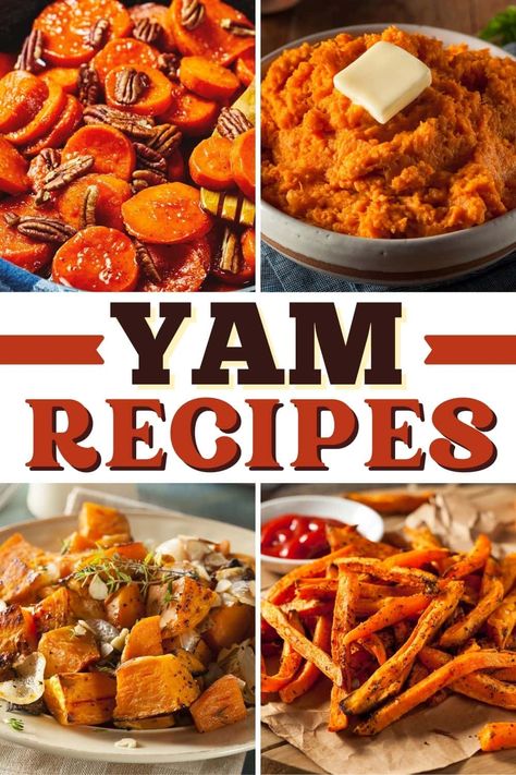 These yam recipes are perfect for any meal, no matter what time of year! From cake to fries to muffins, yams certainly make for some tasty dishes! Red Yams Recipes, White Yams Recipe, Easy Yams Recipe, Yam Recipes Easy, Recipes For Yams, Sweet Yams Recipe, Growing Yams, Can Yams Recipe Easy, Canned Yams Recipe Easy