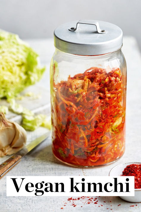 Best Kimchi Recipe, Red Miso Recipes, Vegan Kimchi Recipe, Miso Recipe, Vegan Kimchi, Fermenting Weights, Best Pickles, Red Miso, Fermented Cabbage