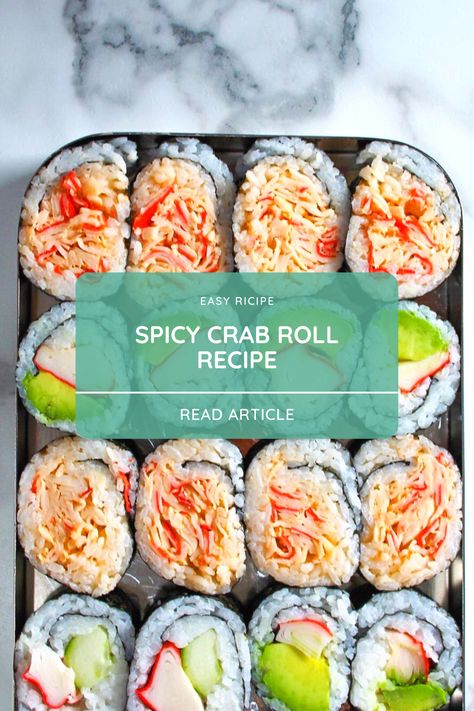 Easy Crab Sushi Rolls, Japanese Sushi Rolls Recipe, Crab For Sushi How To Make, Spicy Crab Salad Sushi, Diy Sushi Recipes, Crab Sushi Bowl Recipe, Spicy Crab For Sushi, How To Make Spicy Crab Sushi, Bariatric Sushi Recipes