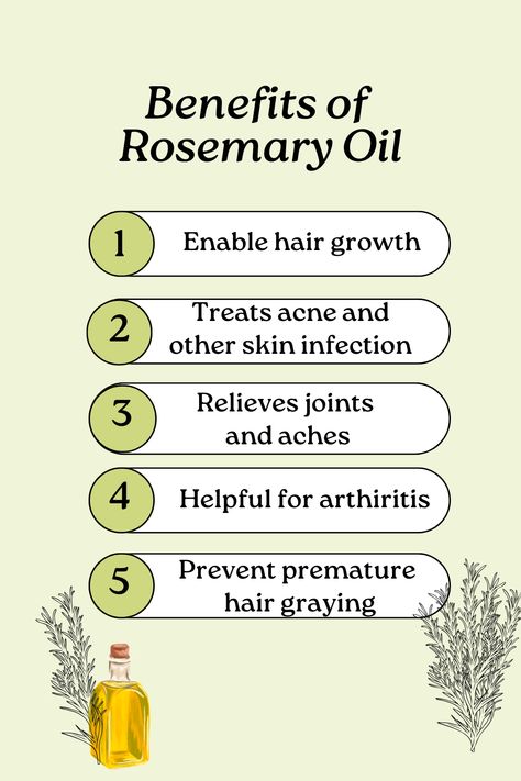 Discover the myriad benefits of rosemary oil, from enabling hair growth to treating skin infections. Nature's remedy in a bottle! Rosemary Oil Benefits Hair Growth, Benefits Of Rosemary Essential Oil, Rosemary Oil Benefits, Benefits Of Rosemary Oil, Hair Oil Benefits, Benefits Of Rosemary, Hair Fall Remedy, Growing Healthy Hair, Rosemary Oil For Hair