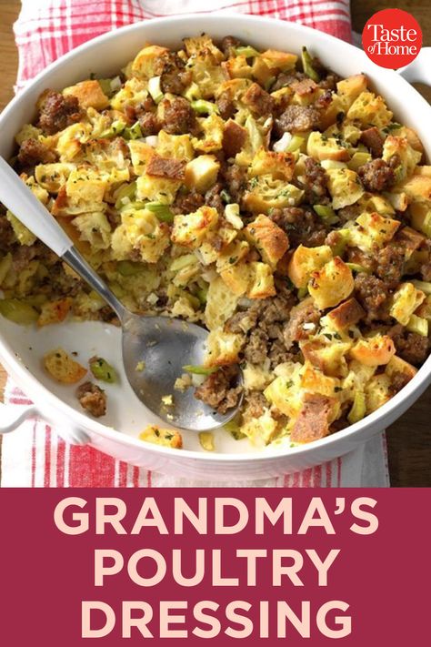 Grandma Stuffing Recipe, Grandmas Chicken Casserole Recipes, Grandmas Stuffing, Scalloped Pineapple, My Grandma’s Salad Dressing, Grandma’s Cornbread Dressing, Classic Stuffing Recipe, Classic Stuffing, Turkey Tetrazzini