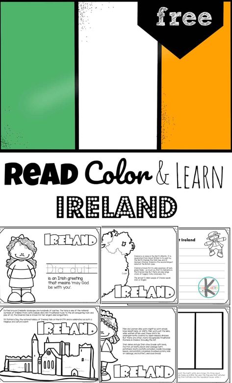 Map Of Ireland Printable, Irish Activities For Kids, Ireland Crafts For Kids, Ireland Activities, Ireland Facts, Sant Patrick, Homeschooling Kindergarten, Prek Activities, Coloring Pages Ideas