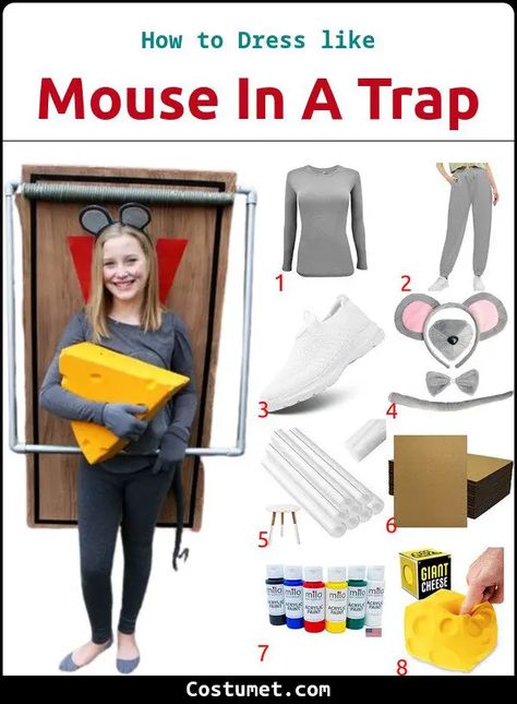 Mouse in a Trap Costume Mouse Trap Halloween Costume Diy, Diy Mouse Costume, Sweatpants White, Rat Traps, Mouse Trap, Mouse Costume, Gray Sweatpants, Mouse Traps, Costume For Halloween