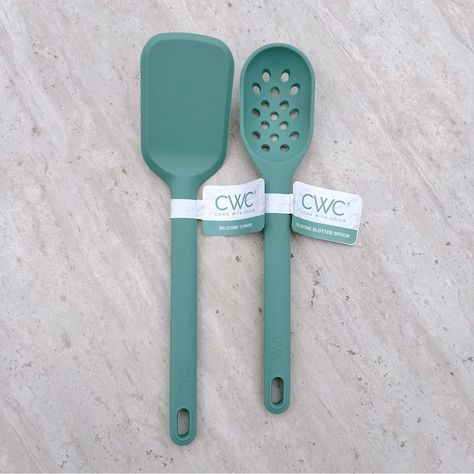 Cwc Cooking Utensils Silicone Turner And Slotted Spoon Nwt Color: Green-Sage High-Quality Silicone Material Durable And Heat-Resistant Adds Color And Fun To The Kitchen Must-Have For Every Kitchen **Checkout My Other Listings For Additional Colors-Styles** 916 Slotted Spoon, Silicon Utensils, Kitchen Cooking Utensils, Green Sage, Silicone Material, Cooking Utensils, Sage Green, Heat Resistant, Shop House