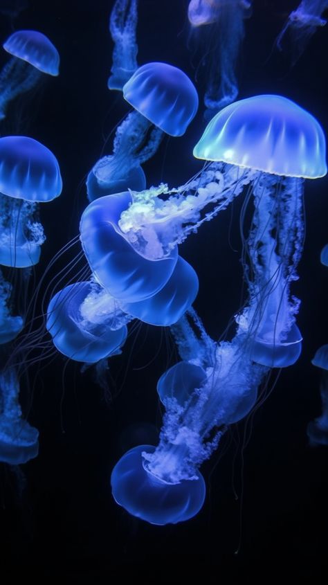 Phone Wallpaper Ocean, Blue Jellyfish Wallpaper, Hd Jellyfish Wallpaper, Wallpaper Backgrounds Jellyfish, Jellyfish Chromebook Wallpaper, Jellyfish Mobile, Blue Jellyfish Aesthetic, Real Jellyfish Wallpaper, Blue Aesthetic Wallpaper Jellyfish