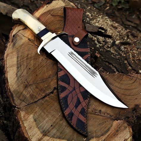 Handmade J2 Steel Hunting Knife Bowie With Beautiful Leather Sheath - Gift For Him Her Overall Length: 15.00" Blade Length: 10.00" Handle Length: 5.00" Blade Material: J2 Steel Handle Material: Camel Bone | Steel Pins | Resin Full Tangle , High Polished Blade, Sharp Husband wife gift Wedding gift Father's Day gift Birthday Gift Groomsmen gift Christmas gift Anniversary gift for husband Boyfriend Gift This superb design Hunting Knife is hand forged and comes with leather sheath which is fr... Husband Wife Gifts, Anniversary Gift For Husband, Anniversary Gifts For Husband, Groomsmen Gift, Gift For Husband, Wife Gift, Hunting Knife, Leather Sheath, Steel Handle